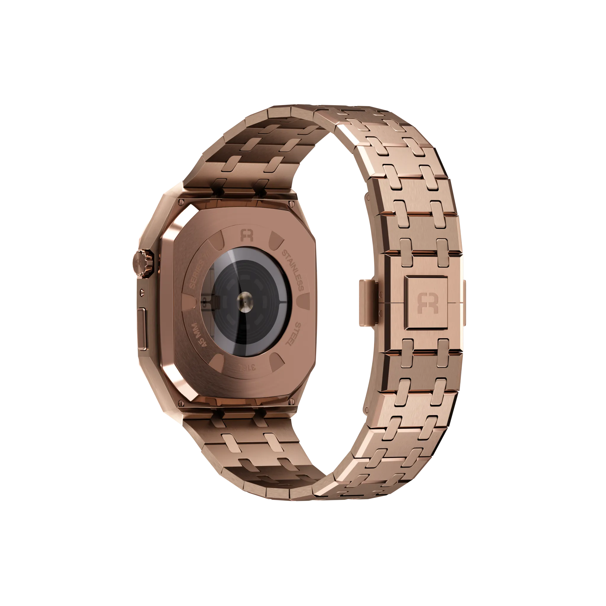 Reqior Apple Watch 45mm Hülle mit integriertem Stahlarmband (Roségold)