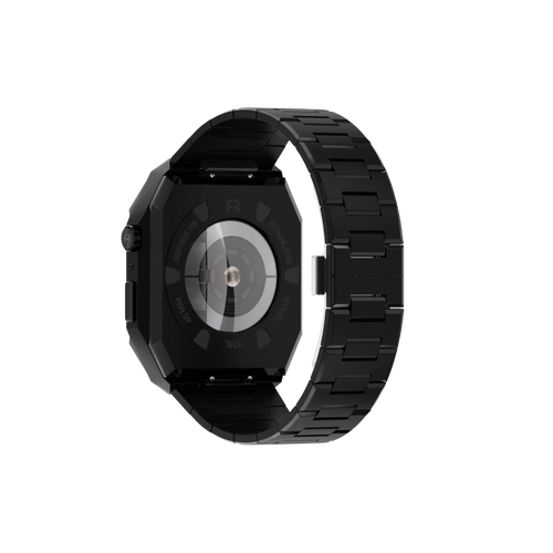 Reqior Apple Watch 45mm Hülle mit integriertem Stahlarmband 'Nautilus' (Schwarz)