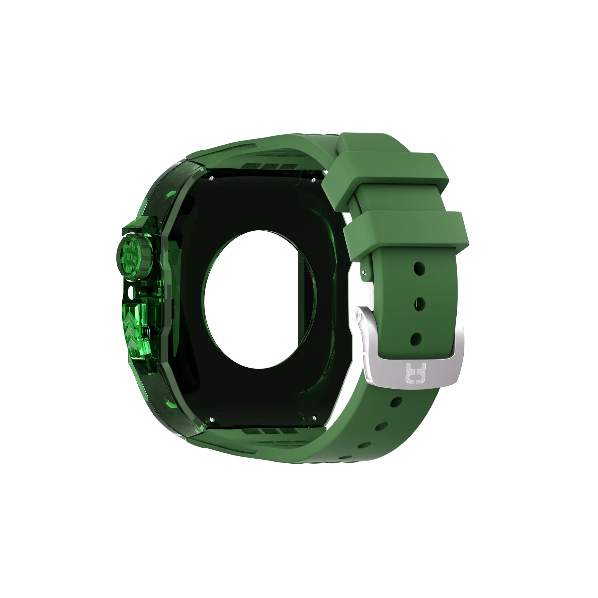 Reqior Apple Watch 45mm Polymer Hülle mit integriertem Gummi-Armband (Grün)