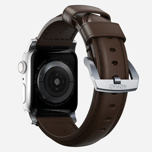 Traditional Leather Strap, on a watch, 3/4 rear view