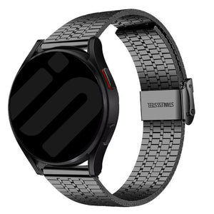 Fine Steel Strap, black, on a watch, 3/4 rear view