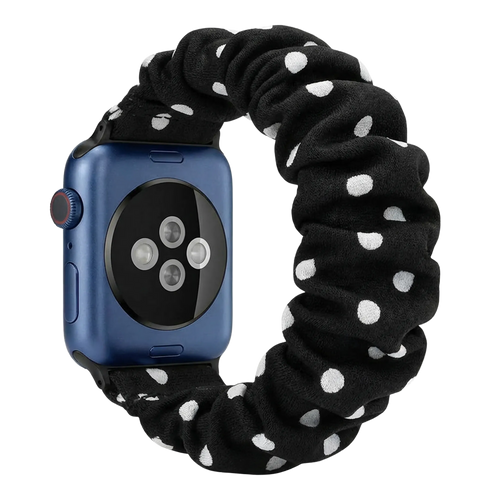 Apple Watch Scrunchie Armband (Schwarz mit Punkten)