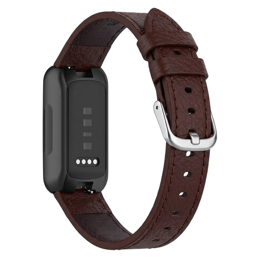 Leather Strap, dark brown, on a watch, 3/4 rear view