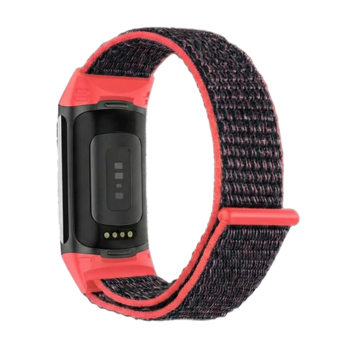 Fitbit Charge 6 Nylonarmband (Koralle/Schwarz)