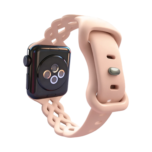 Bandz Apple Watch Silikonarmband 'Braided' (Rosa Sand)