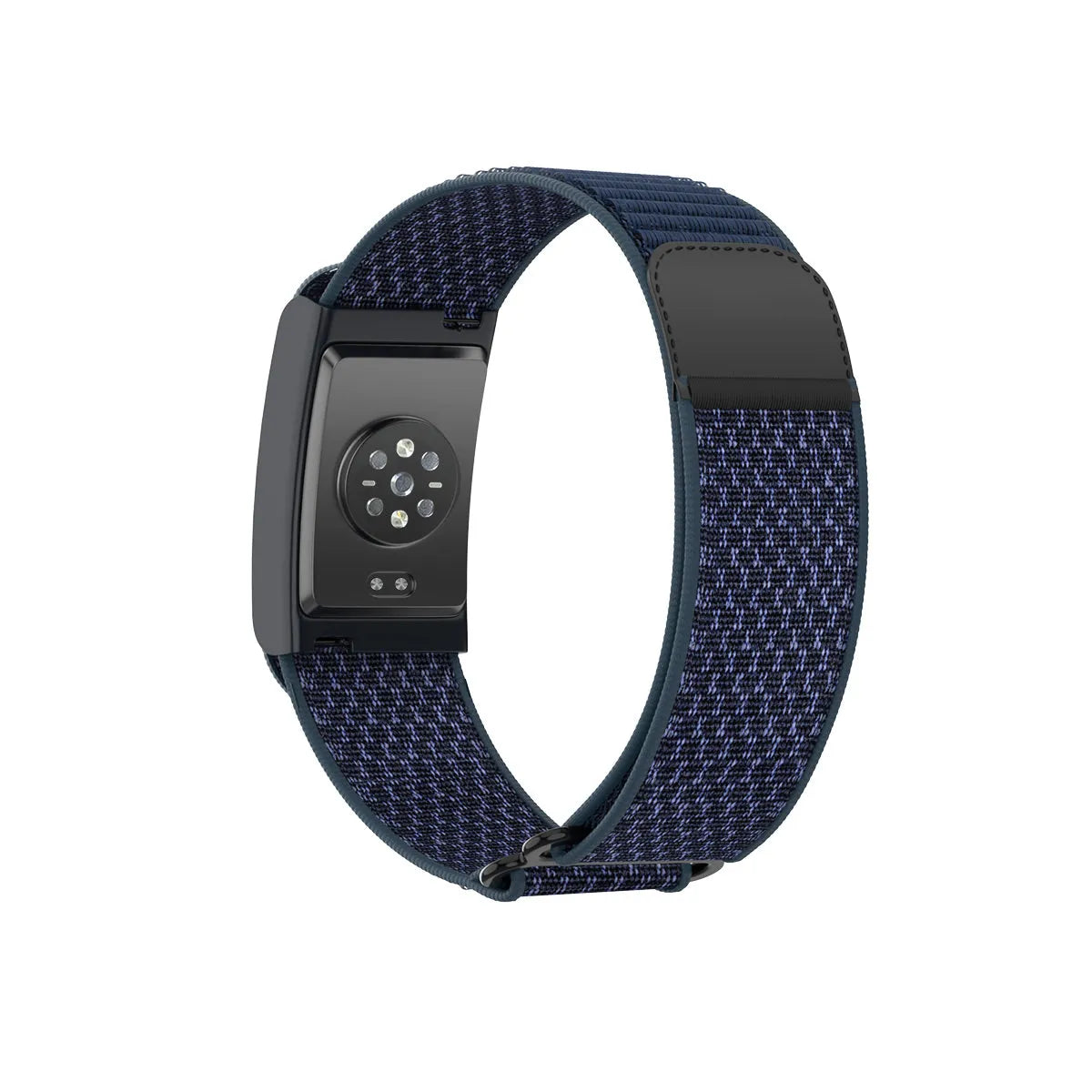 Nylon Strap, dark blue, on a watch, 3/4 rear view