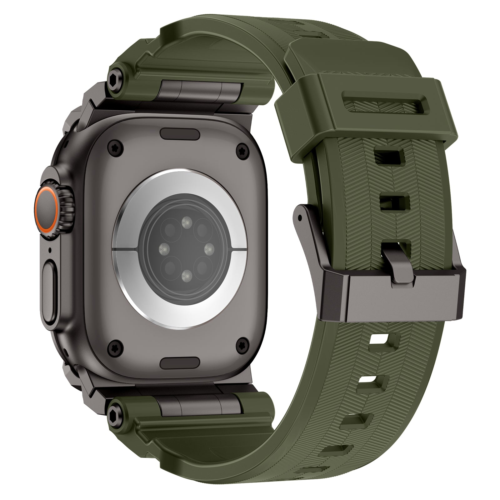 Apple Watch Ultra 'Four Claw' Silikonarmband (Grün mit Schwarz)