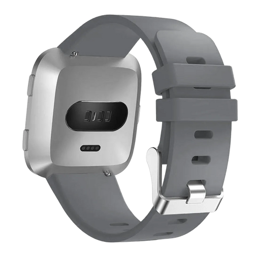 Silicone Strap, grey, on a watch, 3/4 rear view