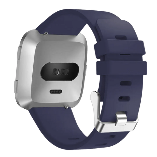 Silicone Strap, dark blue, on a watch, 3/4 rear view