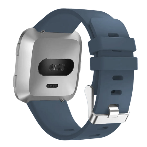 Silicone Strap, grey-blue, on a watch, 3/4 rear view