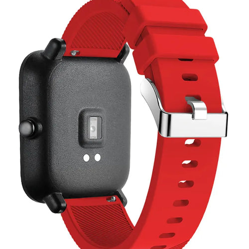 Twill Silicone Strap, red, on a watch, 3/4 rear view