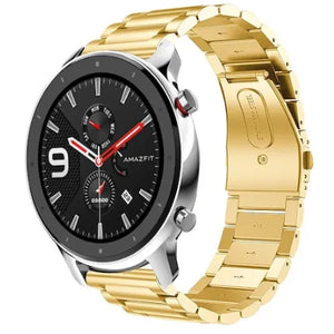 Steel Strap, gold, on a watch, 3/4 rear view
