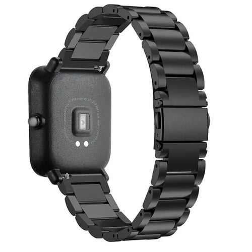 Steel Strap, black, on a watch, 3/4 rear view