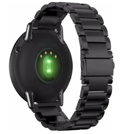 Steel Strap, black, on a watch, 3/4 rear view