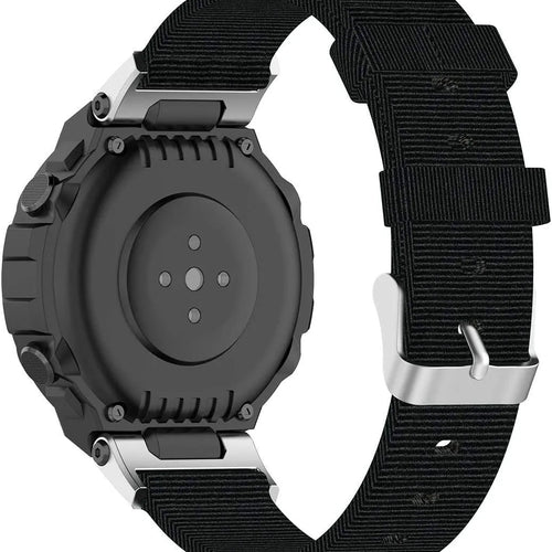 Nylon Canvas Strap, black, on a watch, 3/4 rear view