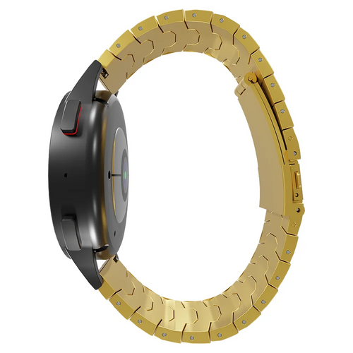 Steel Iron Strap, gold, on a watch, 3/4 rear view