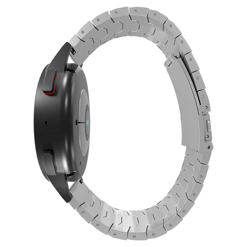 Steel Iron Strap, silver, on a watch, 3/4 rear view