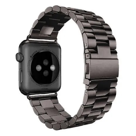 Steel Strap, black, on a watch, 3/4 rear view