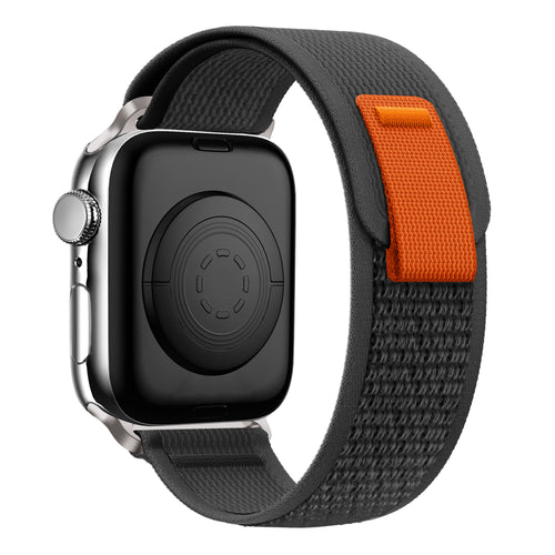 Nylon Trail Loop Strap, black, on a watch, 3/4 rear view