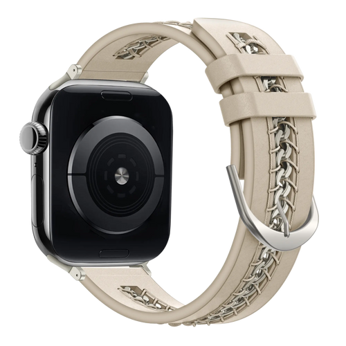Bandz Apple Watch Lederarmband 'Chains' (Beige)