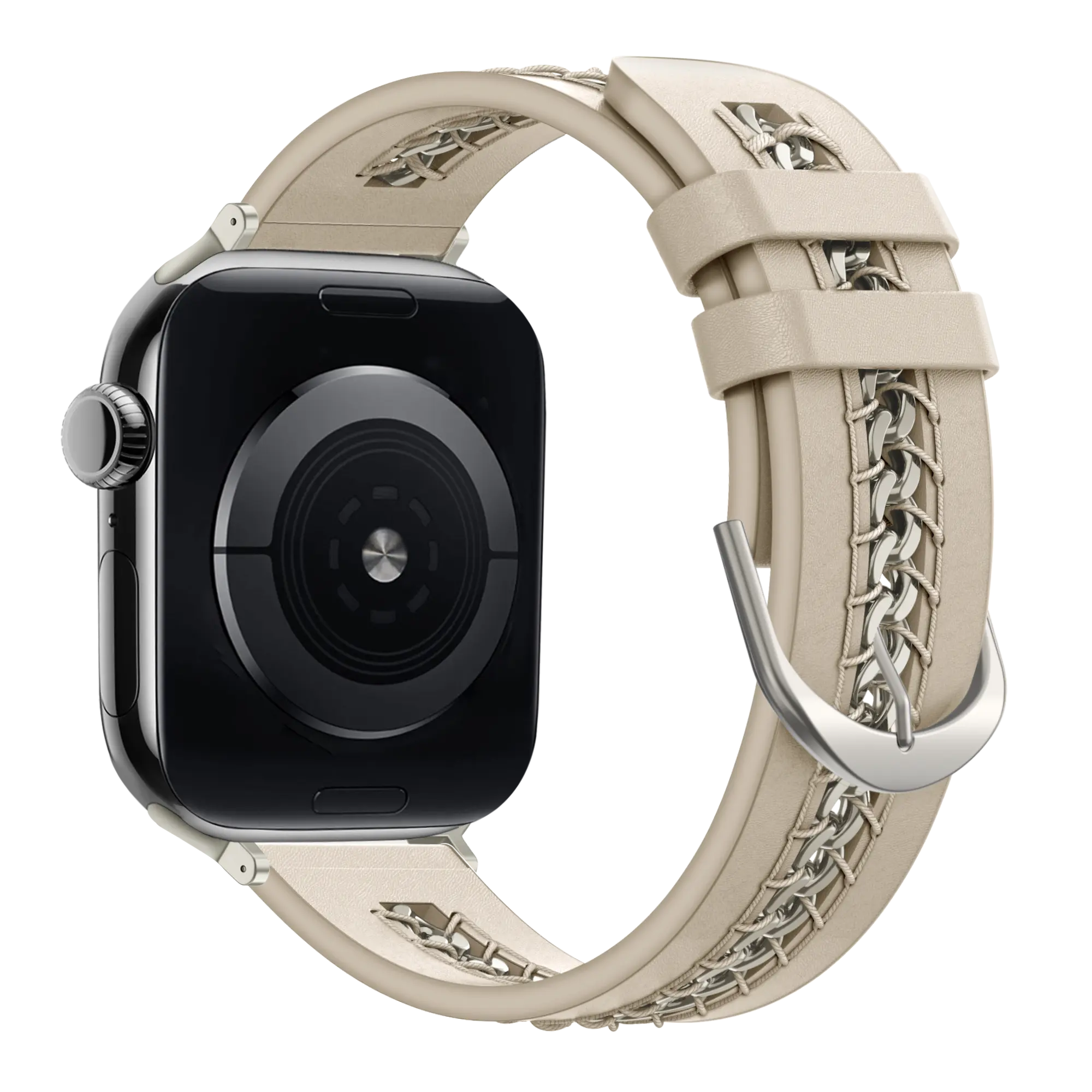Bandz Apple Watch Lederarmband 'Chains' (Beige)