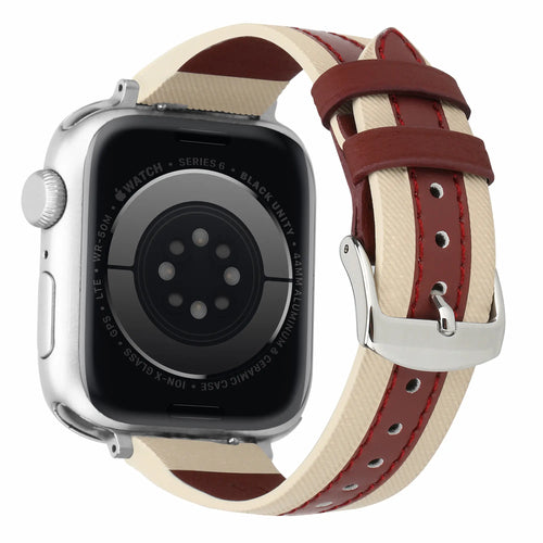 Apple Watch Slim Hybrid Lederarmband (Beige/Rot)