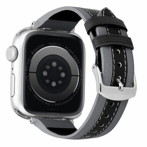 Apple Watch Slim Hybrid Lederarmband (Grau/Schwarz)