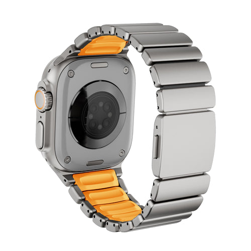 Bandz Apple Watch Titanium Strap 'Hybrid' (Titanium/Orange)