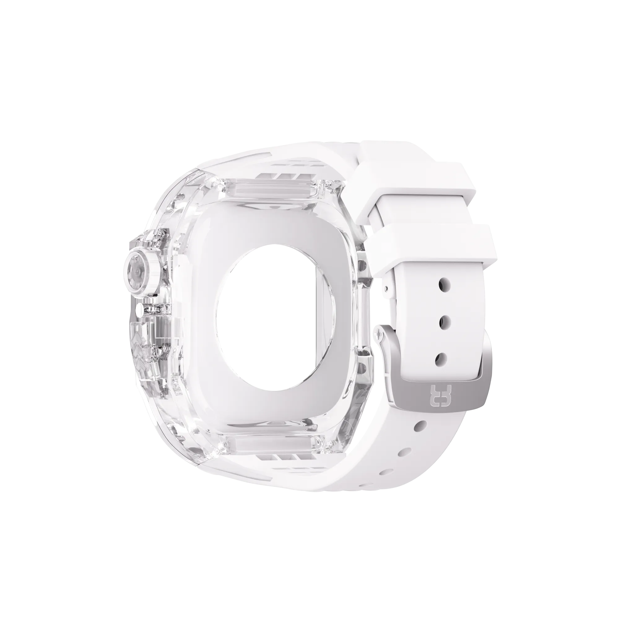 Reqior Apple Watch 45mm Polymer Hülle mit integriertem Gummi-Armband (Transparent)