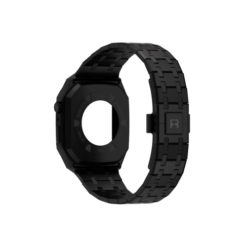 Reqior Apple Watch 45mm Hülle mit integriertem Stahlarmband (Schwarz)