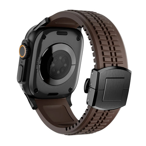Premium Silicone Strap, on a watch, 3/4 rear view