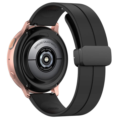 D-Buckle Silicone Strap, black, on a watch, 3/4 rear view