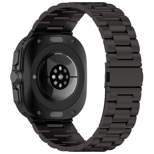 Steel Strap, black, on a watch, 3/4 rear view