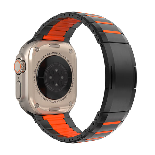 Apple Watch Ultra Stahl-Hybridarmband (Schwarz/Orange)