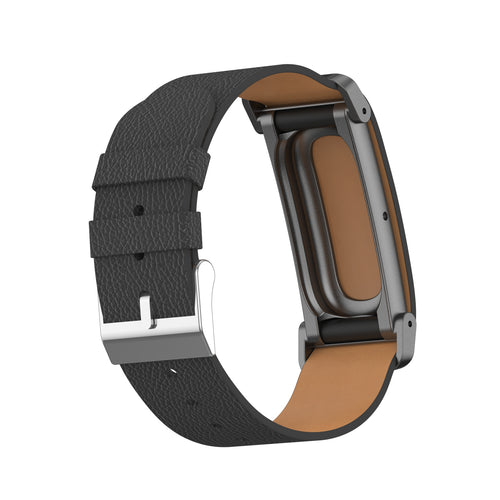 Litchi Leather Strap, black, on a watch, 3/4 rear view