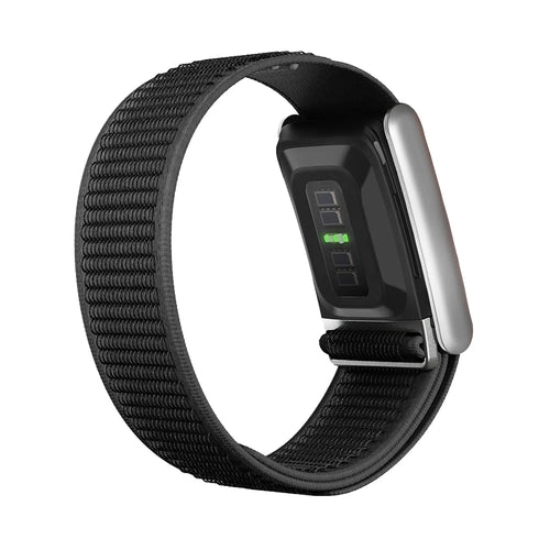 Nylon Hybrid Strap, black, on a watch, 3/4 rear view
