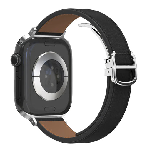 Bandz Apple Watch Lederarmband 'D-Type' (Schwarz)