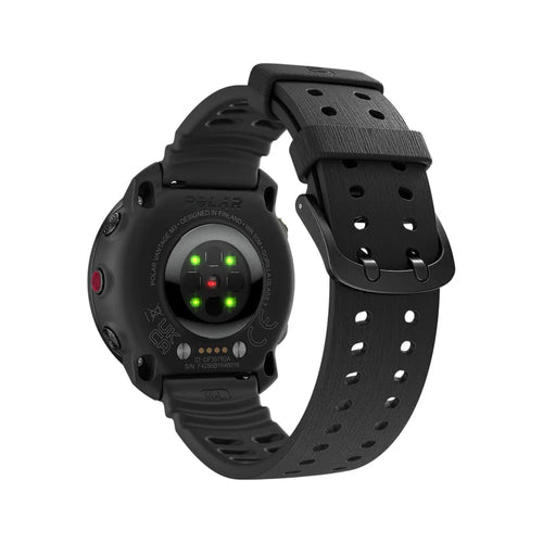 Silicone Grain Strap, black, on a watch, 3/4 rear view