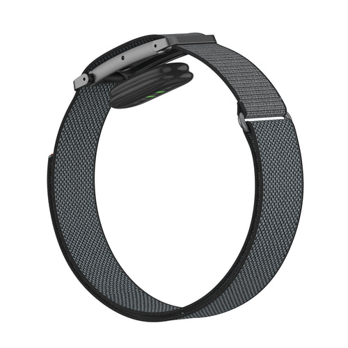 Biceps Nylon Bracelet, black, on a watch, 3/4 rear view