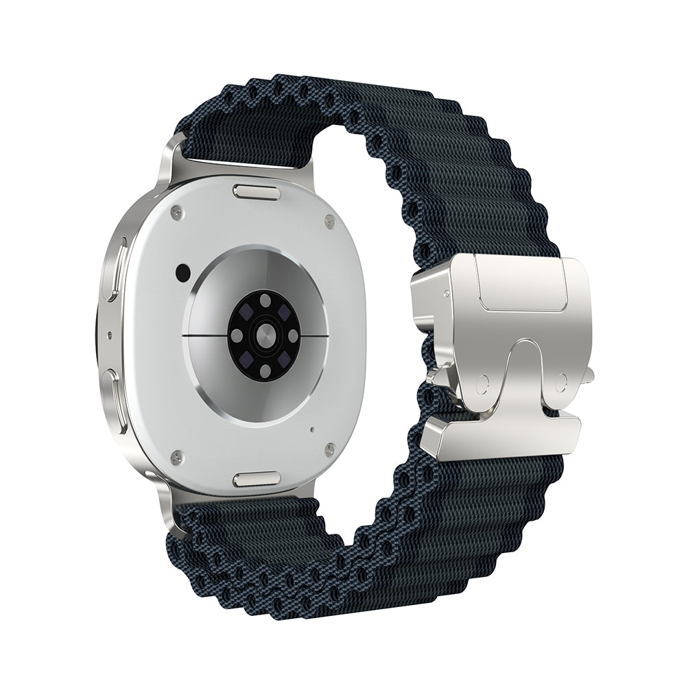 Samsung Galaxy Watch 9 - 40mm Outdoor Nylonarmband mit P-Schnalle (Schwarz mit Silber)
