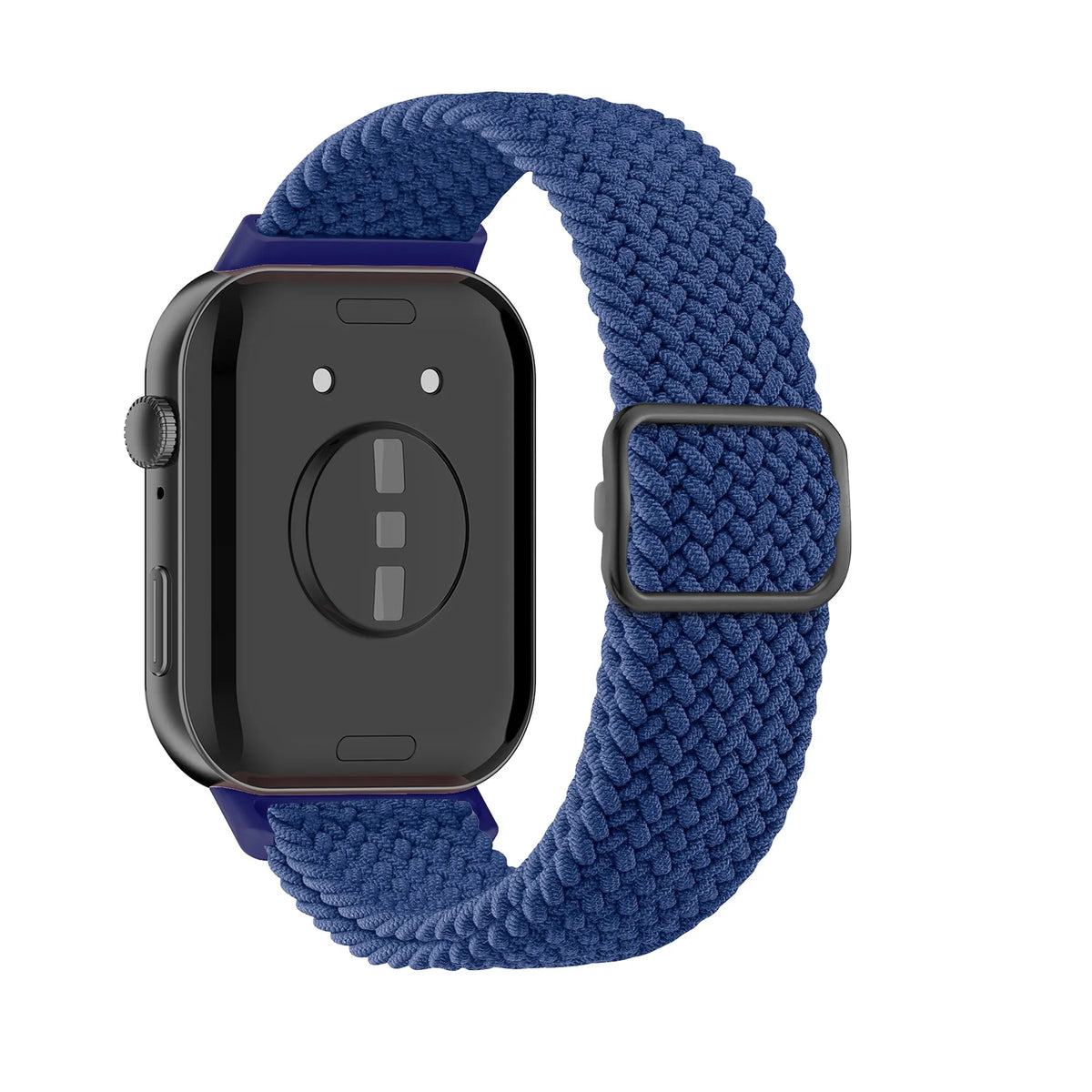 Nylon Adjustable Braided Strap, green, on a watch, 3/4 rear view