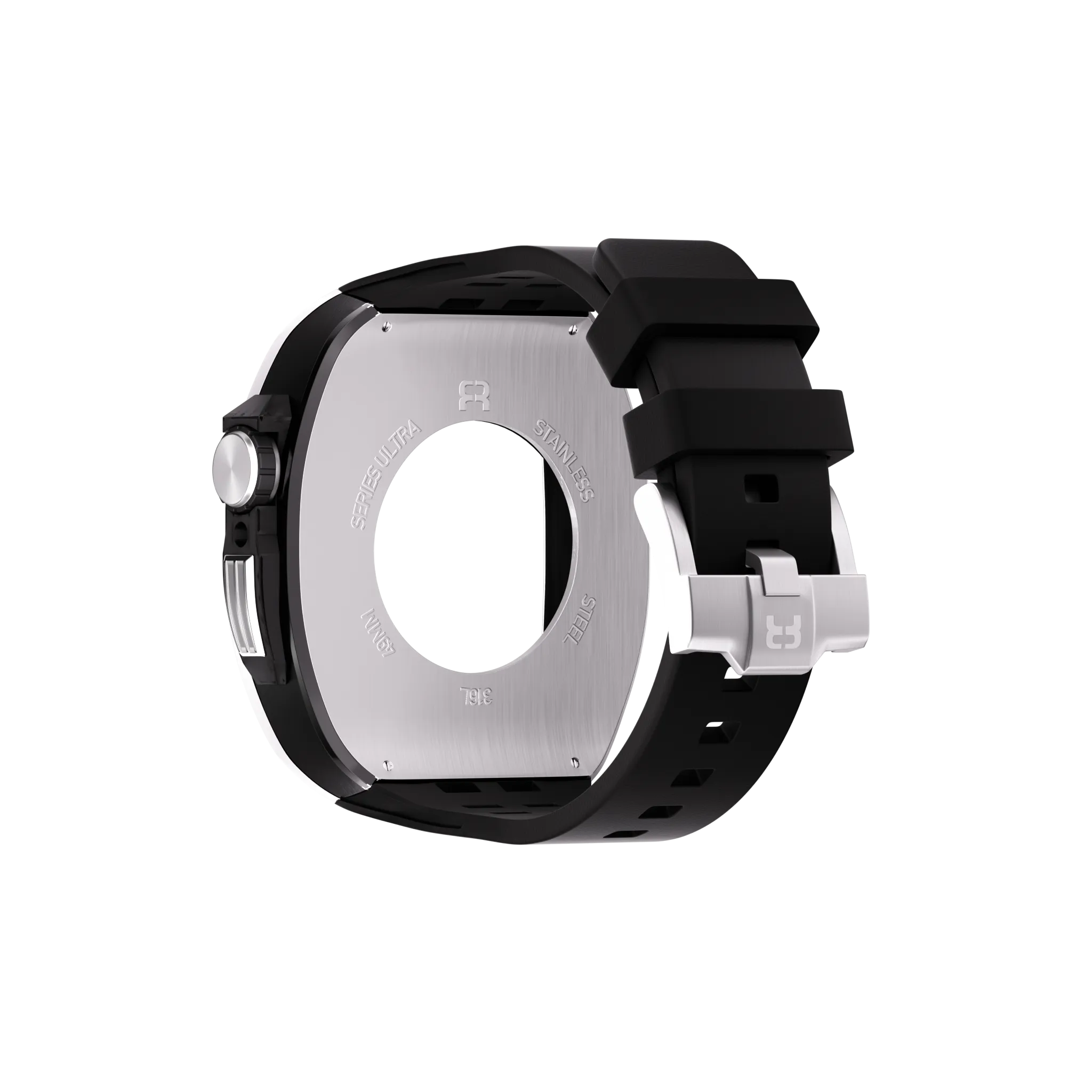 Reqior Apple Watch 45mm Polymer and Metal Case with Rubber Strap (Silver)