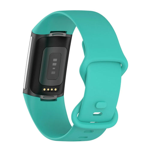 Silicone Strap, aqua, on a watch, 3/4 rear view