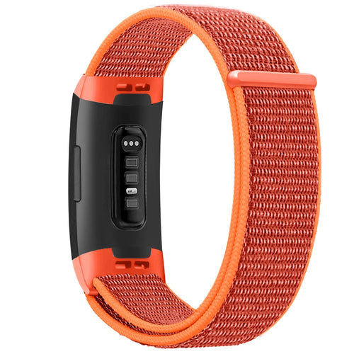 Nylon Strap, orange, on a watch, 3/4 rear view
