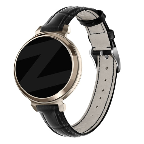 Leather Strap Crocodile Grain, black, on a watch, 3/4 rear view