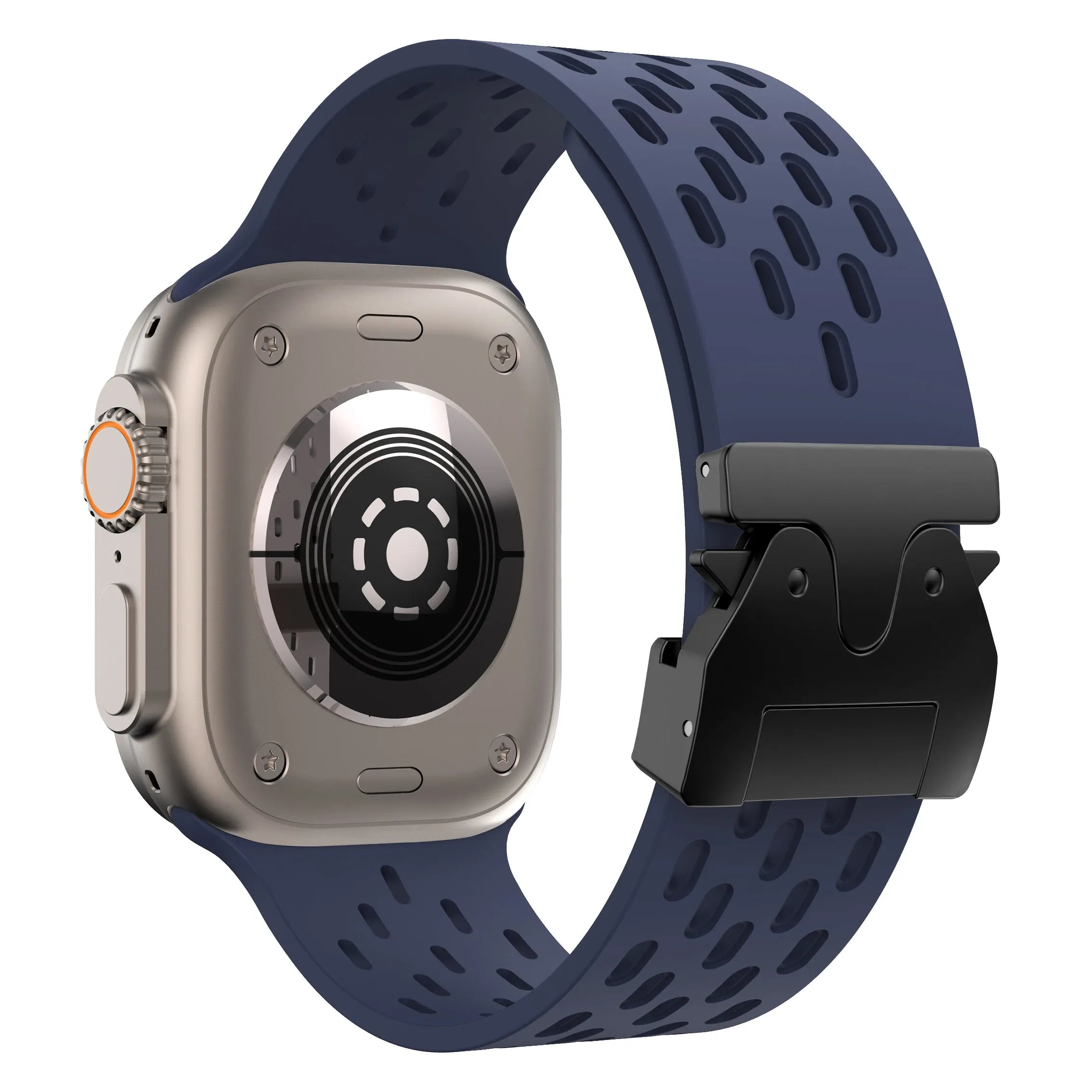 Apple Watch Silikonarmband mit P-Schnalle (Dunkelblau)