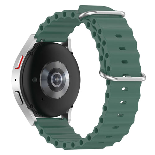 Silicone Ocean Strap, dark green, on a watch, 3/4 rear view