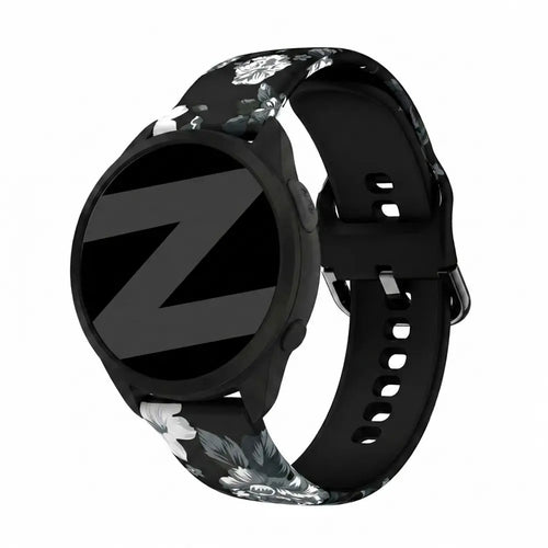Bandz Garmin Forerunner 165 Silicone Strap 'Grey Flower'