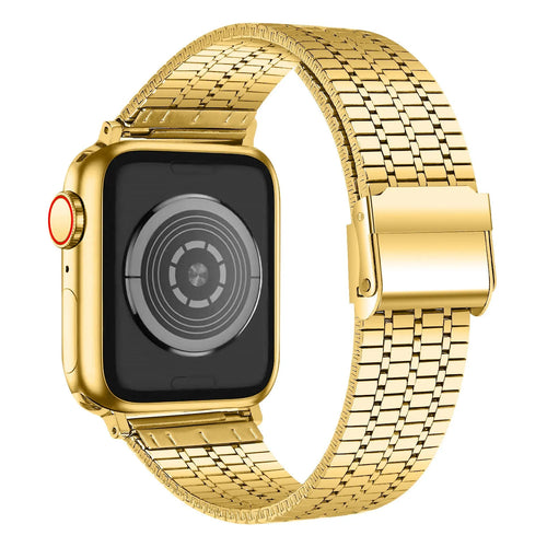 Fine Steel Strap, gold, on a watch, 3/4 rear view