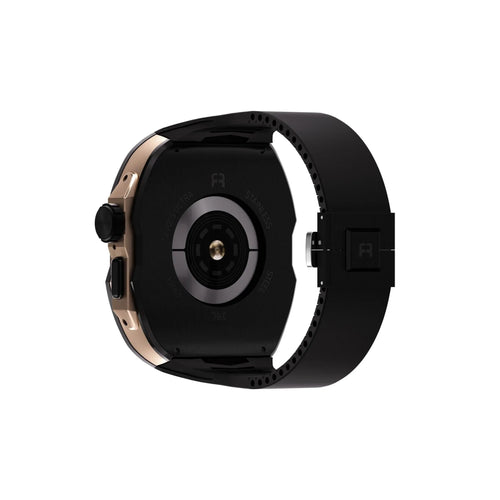 Reqior Apple Watch Ultra Hülle mit integriertem Gummi-Armband (Schwarz/Roségold)